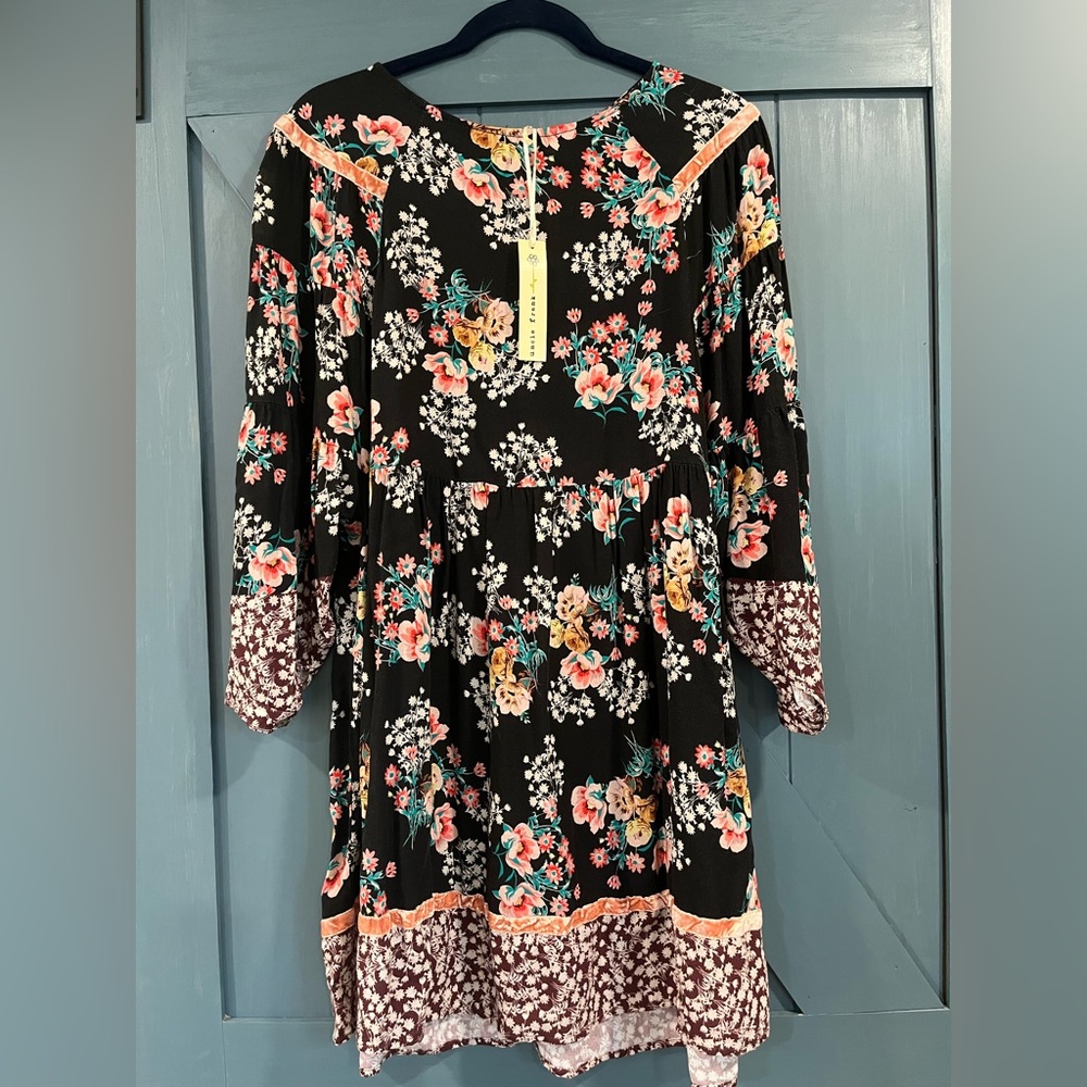 NWT Anthropologie Uncle Frank‎ Black Floral Dress Size S/M